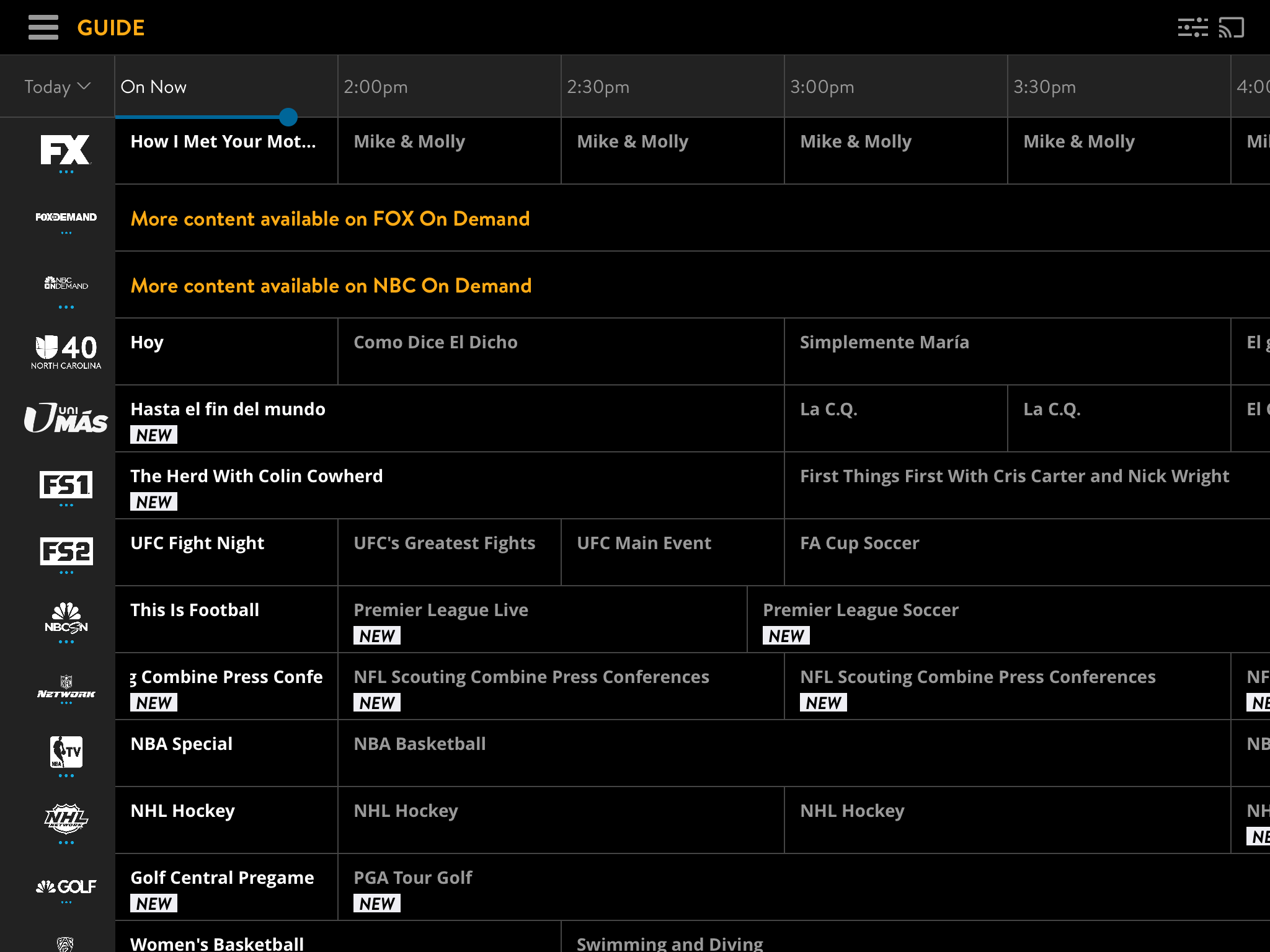 Sling TV Grid