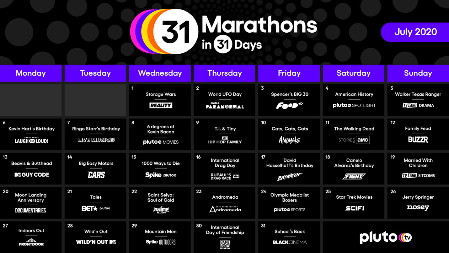 Pluto TV Has 31 Marathons In July The Streaming Advisor