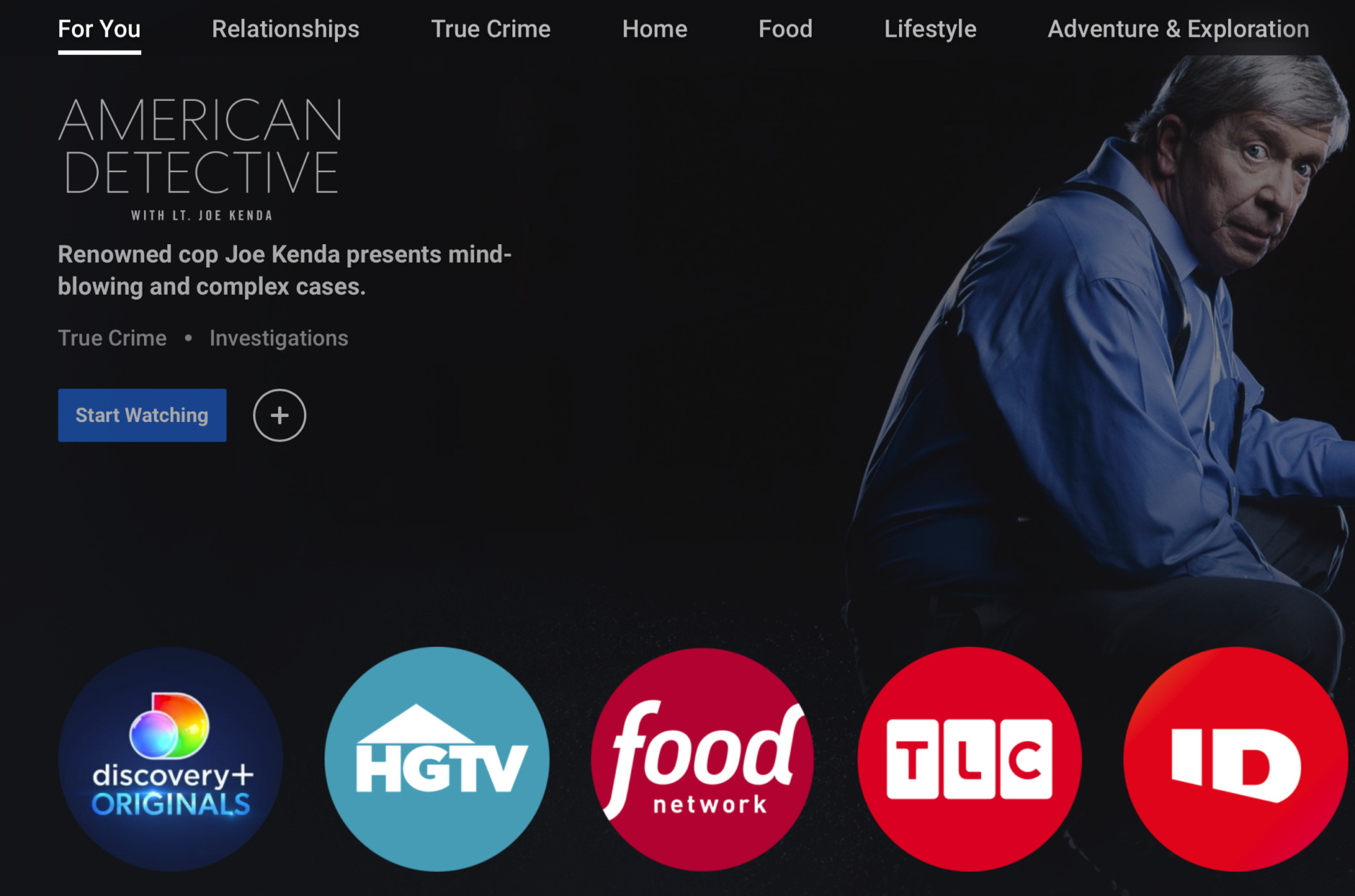 Discovery Plus page